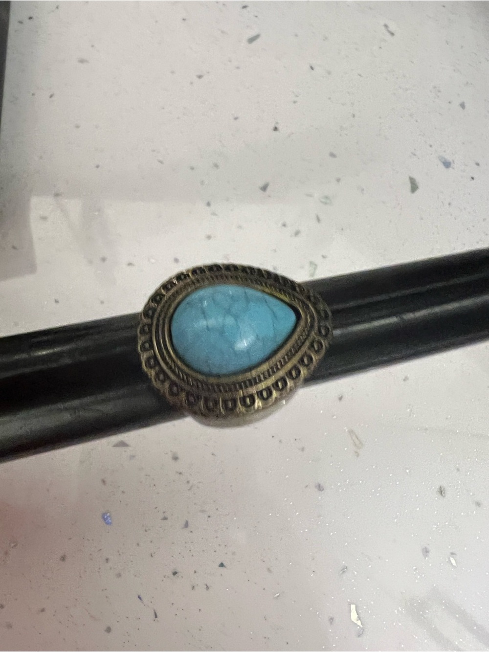 Turquoise Stone Decorative Accent Ring - Blue Home Accent